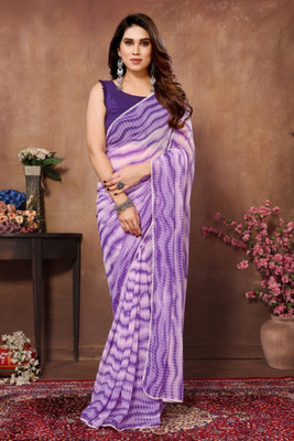 HouseOfCommon Printed Bollywood Georgette Saree(Purple)