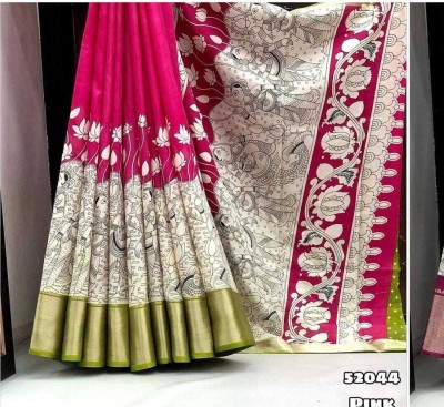 Chandan Fabrics Printed Bollywood Chanderi Saree(Pink)