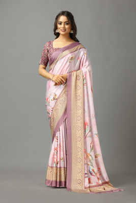 nirmal creation Printed Daily Wear Cotton Blend Saree(Dark Green)