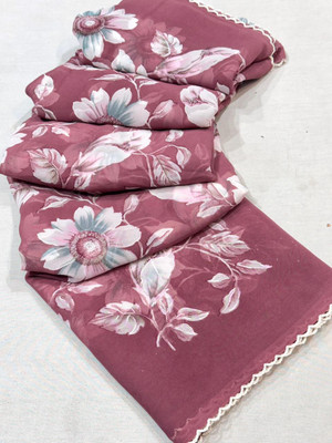 niesha fashion Floral Print, Printed Daily Wear Georgette Saree(Pink)