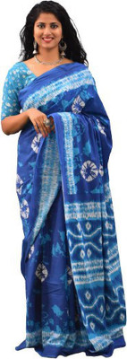 Kiaaron Printed Bollywood Pure Cotton Saree(Blue)