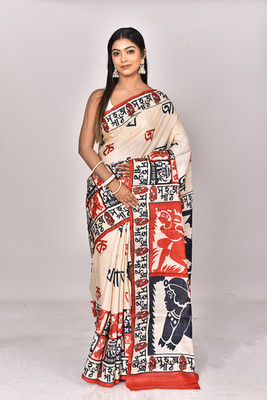 Ramshyam Collection Self Design Daily Wear Pure Silk Saree(Cream)
