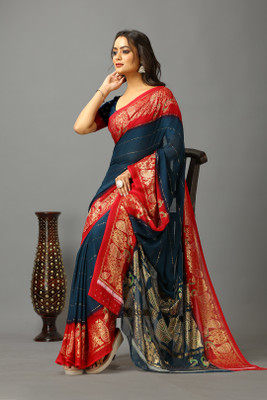 nirmal creation Printed Daily Wear Crepe Saree(Brown)