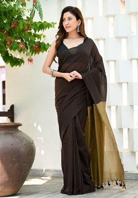 Kalyanisaree Solid/Plain Handloom Pure Cotton Saree(Multicolor)