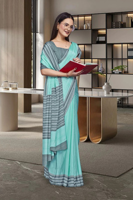 Feminista Printed, Solid/Plain Daily Wear Crepe Saree(Green)