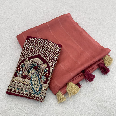 Ttex Embellished Bollywood Georgette Saree(Orange)