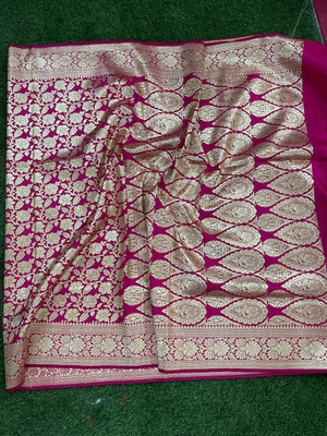 SILK HERITAGE Paisley, Woven Banarasi Satin Saree(Pink)