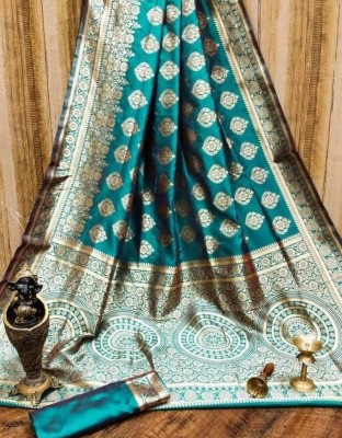 SHREE SANT SAREES Woven Banarasi Jacquard Saree(Light Blue)