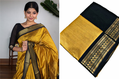 SHIV FASHION Woven Handloom Silk Blend, Cotton Blend Saree(Multicolor)