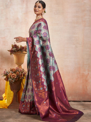 Madhav Creation Woven Banarasi Art Silk Saree(Multicolor)