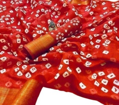 Saadhvi Striped Kanjivaram Cotton Blend Saree(Red)