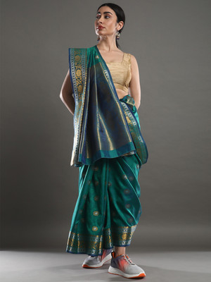 Divastri Woven Daily Wear Art Silk Saree(Dark Green)