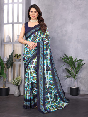 Divastri Printed Bollywood Georgette Saree(Dark Blue)