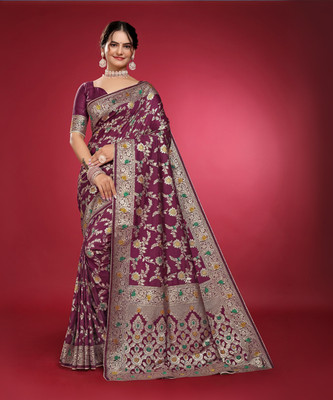 AA AAGIRI Self Design, Woven, Embellished, Applique Banarasi Jacquard, Art Silk Saree(Multicolor)