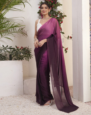Divastri Printed Bollywood Georgette Saree(Purple, Magenta)