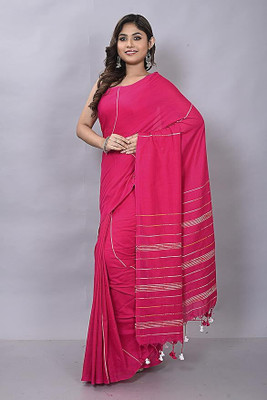 MA MANOSHA Self Design Handloom Pure Cotton Saree(Red)