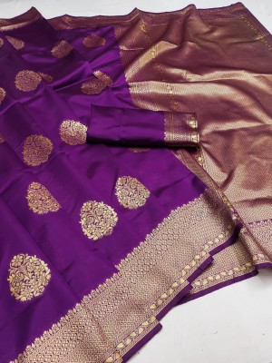 Sarvada Self Design, Embellished, Woven Banarasi Cotton Silk, Silk Blend Saree(Purple)