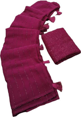 shrijamyahm Self Design, Dyed Bollywood Georgette Saree(Purple)