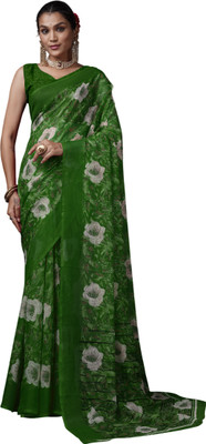 AVM SILK MILLS Printed Daily Wear Georgette Saree(Green)