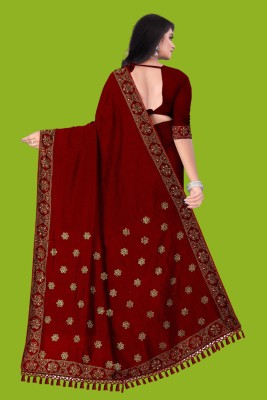 nevya creation Woven Maheshwari Chanderi, Pure Cotton Saree(Maroon)