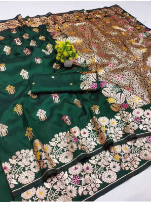 HOUSEOFDREAM Printed Banarasi Art Silk Saree(Green)