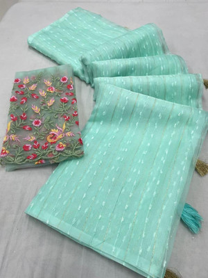 Vastramela Self Design Banarasi Net Saree(Light Blue)