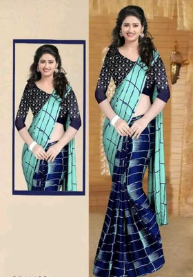 jihana fab Printed Bandhani Chiffon, Silk Blend Saree(Green)