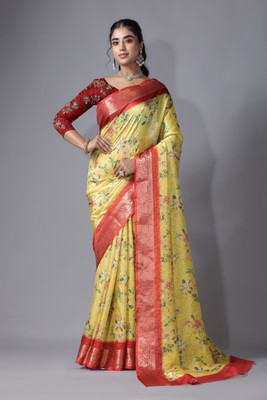 SUKALPA ENTERPRISE Printed Banarasi Art Silk Saree(Mustard)