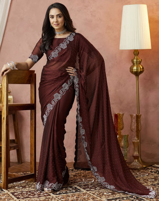 Tasrika Embellished, Self Design Bollywood Georgette Saree(Brown)