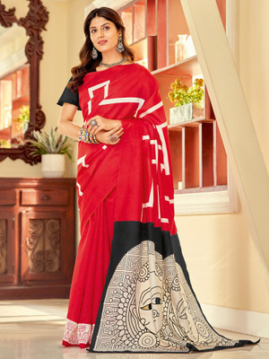 ANOUK Printed Daily Wear Silk Blend Saree(Red)