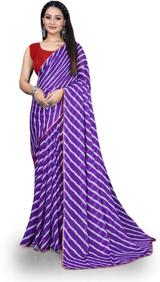 SVB Sarees Printed Leheria Georgette Saree(Purple)