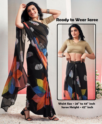 Riddhi textile Hub Printed Bollywood Georgette Saree(Black)