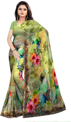 SCFO Digital Print Daily Wear Polyester Saree(Green)