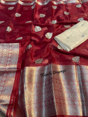 AKHANAD ANAND CREATION Embroidered Bollywood Organza Saree(Maroon)