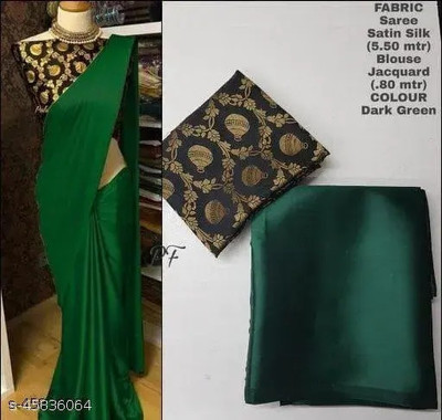 Suntex Solid/Plain Bollywood Pure Silk Saree(Green)
