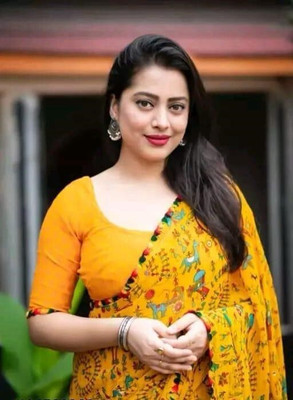 AARTI SELECTION Printed Bandhani Georgette Saree(Yellow)