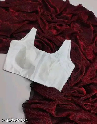 Online Bazaaar Solid/Plain Bollywood Lycra Blend Saree(Maroon)