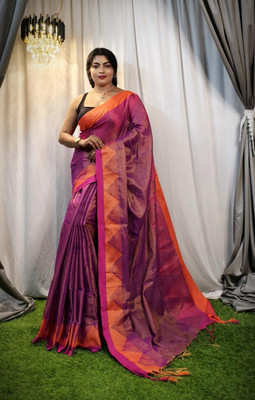 GOURISAREE Woven Tant Tissue Saree(Purple)