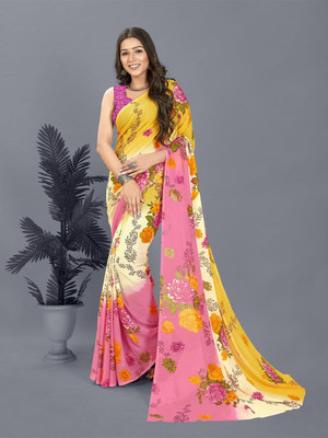 Moda Rapido Printed Daily Wear Georgette Saree(Pink)