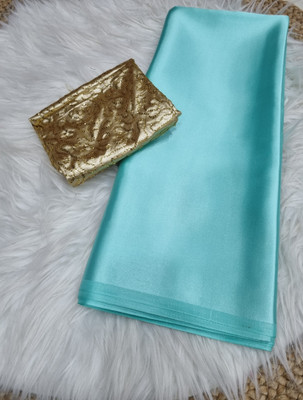 Arpita Fashion Solid/Plain Bollywood Satin Saree(Light Blue)