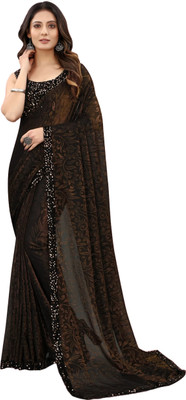Janvi Boutique Self Design Bollywood Net Saree(Green)