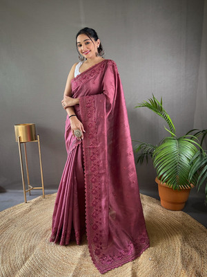 SGF11 Self Design Handloom Silk Blend Saree(Purple)
