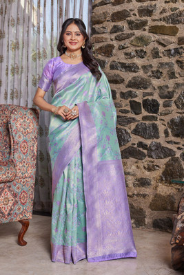 MANJULA SAREE Woven Banarasi Cotton Silk Saree(Light Green)