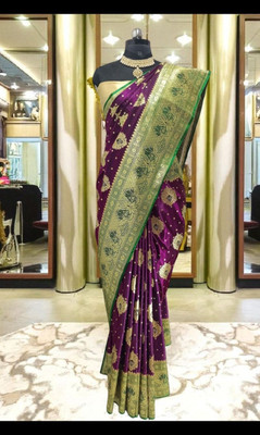 sijilieen Woven Banarasi Pure Silk Saree(Purple)