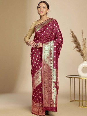 ANOUK Woven Banarasi Art Silk Saree(Purple)