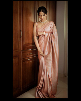 RUCHAA FASHION Woven Banarasi Art Silk Saree(Pink)