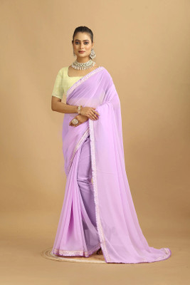 Damru trendz Digital Print Leheria Georgette Saree(Purple)