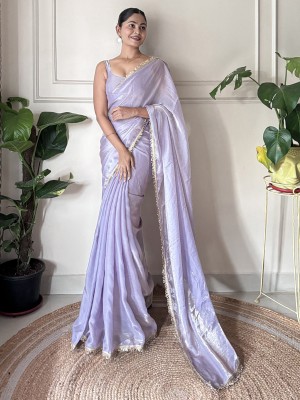 Sareemall Embellished Bollywood Tissue Saree(Purple)