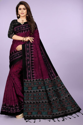 DUGGE FASHION Printed Sambalpuri Pure Cotton Saree(Multicolor)