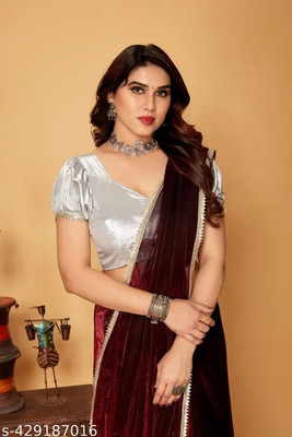 Vragi Self Design Bollywood Lycra Blend Saree(Maroon)